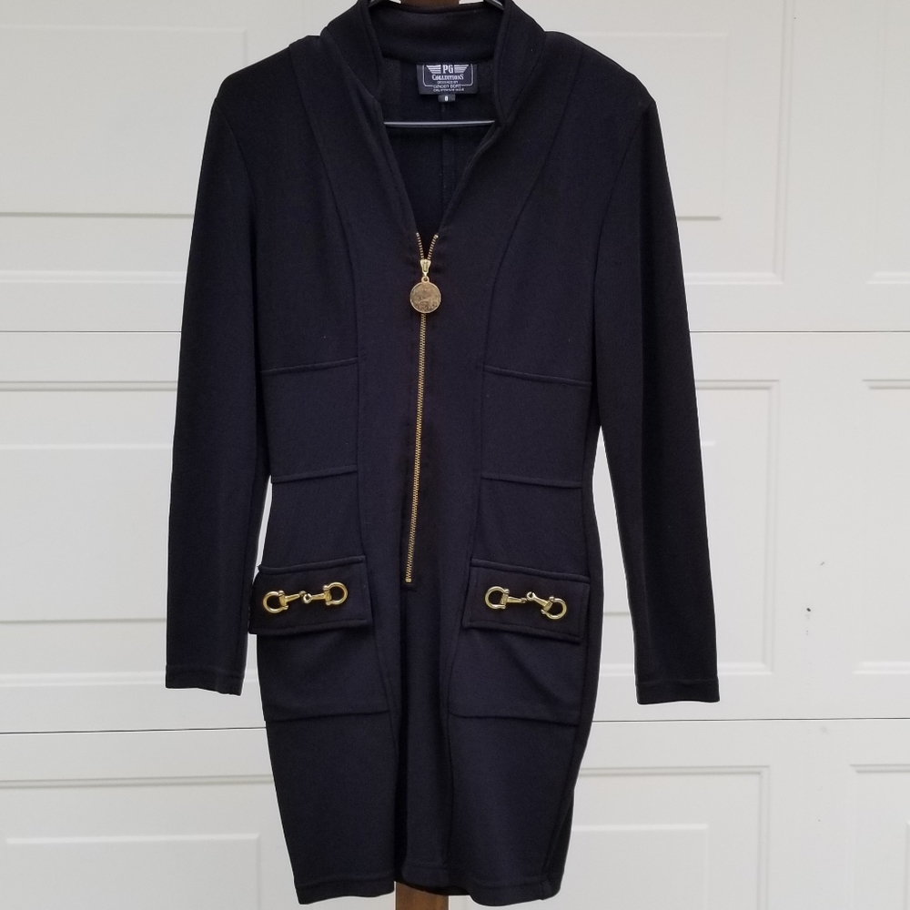 Black dress with gold zipper
